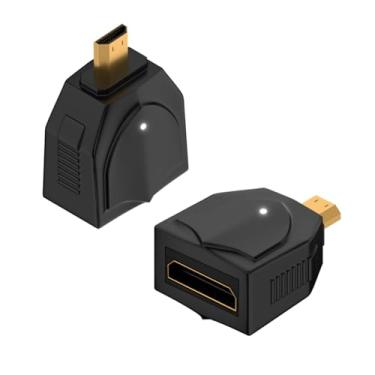 Imagem de QIANRENON Conversor adaptador micro HDMI para mini HDMI 8K UHD2.1 Micro HDMI macho para mini HDMI fêmea banhado a ouro, 3D 8K @60Hz/4K @120Hz, luz LED, para monitor de câmera digital e tablet, 2 peças