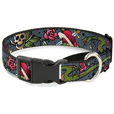 Imagem de Buckle-Down Coleira para cães Live Hard Die Young Gray Martingale, 3,8 cm x 40,6-58,4 cm/Médio