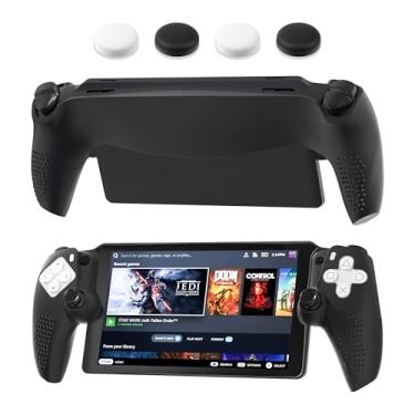 Imagem de HYPERCASE Capa preta do PlayStation Portal, capa protetora de silicone para console de reprodutor remoto PlayStation Portal com 4 tampas Thump Caps, design antiimpressões digitais resistente a