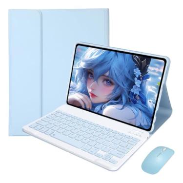 Imagem de Capa Tablet + teclado removível + Mouse Para Samsung Tab S7/S8 T870/875/X700/X706 (azul, Teclado comum)