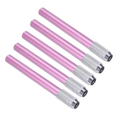Imagem de PATIKIL Extensores de lápis, 5 peças de suporte de lápis de metal ajustável para lápis curtos, lápis de cor, mesa de escrita, escritório, rosa