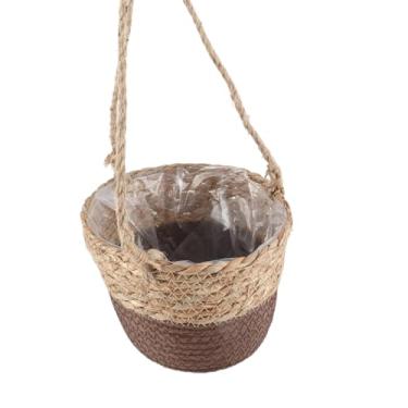 Imagem de Cesta de Flores de Palha Suspensa Estilo Rústico Decorativo Multifuncional para Varanda de Escritório Doméstico (ZJchaoc5qf4vsobi-41)