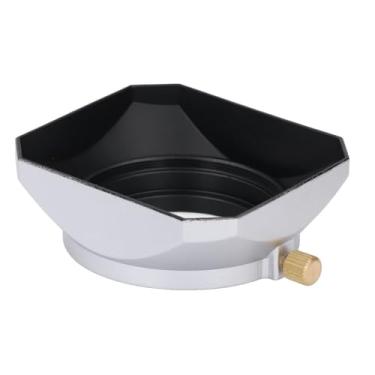 Imagem de Capa de Lente Quadrada de Metal de 43 Mm Em Liga de Alumínio ABS Sombra de Lente de Câmera Digital para Fotografia Prata