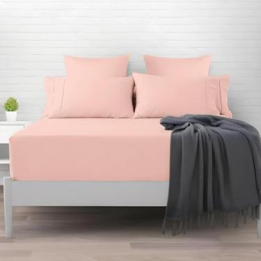 Imagem de Jogo de Cama 3 Peças de Algodão 600 Fios, 100% Algodão, Toque Macio, Hipoalergênico (Rosê, Queen)