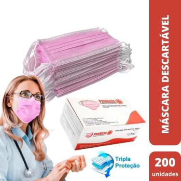 Imagem de Máscara descartável rosa (pct c/200) - promask
