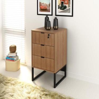 Imagem de Gaveteiro Balcão Multiuso Arquivo Apoio 3 Gavetas Com Chave Escritório