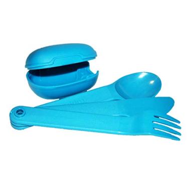 Imagem de Tupperware - Talheres de Viagem Azul, 3 Peças, Plástico, Isento de Manchas, Lavagem à Mão, Estojo Incluído