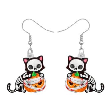 Imagem de DALANE Brincos de acrílico anime abóbora gato preto pingente gota gatinho joias novidade presentes para mulheres meninas berloques lembrancinhas de festa de Halloween, Medium, Acrílico, Sem pedra