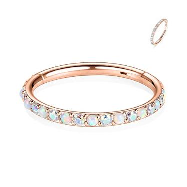 Imagem de PEAKLINK 20G 18G 16G 14G CZ/Opala Aço Inoxidável Sem Costura Articulada Segmento Anel de Piercing para Cartilagem de Concha de Septo Helix 6/7/8//9/10/12 mm