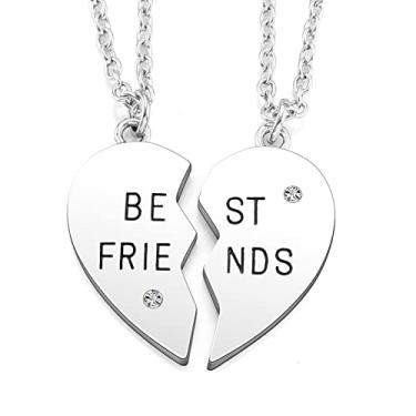 Imagem de PESOENTH Colar BFF Best Friend para 2, 3, 4 e 5, joia da amizade para mulheres, presente com pingente de coração combinando para melhores amigos para sempre, aniversário para amizade, BBF, Metal, Sem