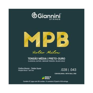 Imagem de Encordoamento Giannini MPB para Violão Náilon Preto Ouro  GENWBG