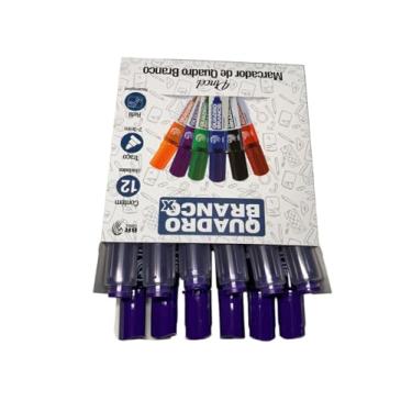 Imagem de Kit 12 Pinceis MQBX Para Quadro Branco Recarregáveis - Não Mancha! (Violeta)