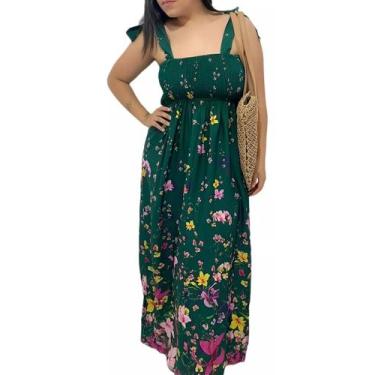 Imagem de T0162-Vestido Casual Comfy Estampa Floral Longo Alças Dia 4d1613 - XUM