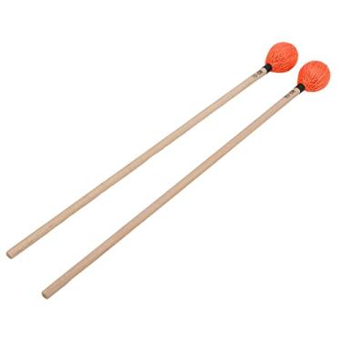 Imagem de QANYEGN 1 par de marimbas de marimba, teclado de cabeça de lã marimbas de percussão, vibrofones de percussão, baquetas de percussão (Orange)