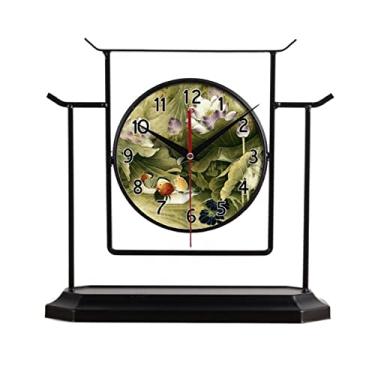 Imagem de Relógio de Mesa Vintage Simples Relógio de Ferro Sala de Estar Escritório Decoração de Cerâmica Silencioso Relógio de Mesa Relógio de Mesa(C)