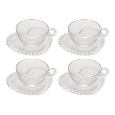 Imagem de Conjunto 4 Xicaras De Cha Wolff Pearl C Pires Coração 180ml - ROJEMAC 