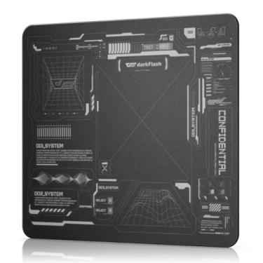 Imagem de darkFlash Mouse pad de vidro 29 × 26 polegadas, superfície temperada ultra-suave, rastreamento de precisão, base de borracha antiderrapante, acabamento gravado durável, ideal para jogos e trabalho