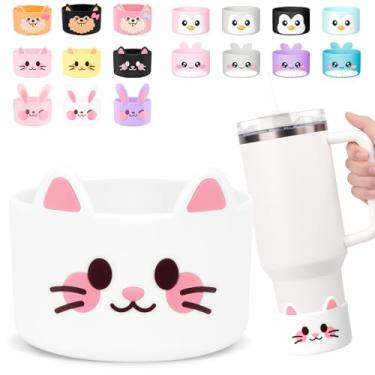 Imagem de Tizuxa Para Stanley Boot, bota de silicone de gato fofo para Stanley Cup 1,134 g Quencher Adventure Tumbler, bota de garrafa de água para Stanley Iceflow 20 850 g, Stanley Cup botas acessórios capa