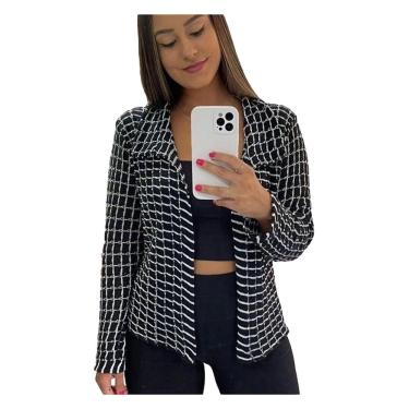 Imagem de Blazer Casaco Blusa Social Feminina Tricot Secretária Frio