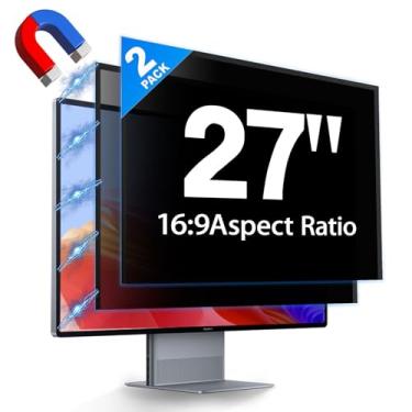 Imagem de JEAPKA Pacote com 2 filtros magnéticos de privacidade para computador com design oculto de 27 polegadas para monitor sem moldura widescreen 16:9, protetor antiluz azul removível, protetor antirreflexo