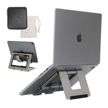 Imagem de Suporte para laptop portátil dobrável Ridge Stand Pro 2 para MacBook Pro 13/15 polegadas com suporte de alumínio ergonômico ajustável para mesa, Dark Grey