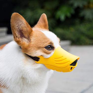Imagem de Focinheira de cachorro, capa de boca de silicone de pato macio com alça ajustável para cães pequenos e médios, melhor para evitar latidos, mordidas e mastigar