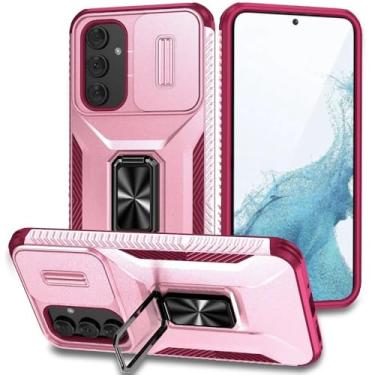 Imagem de Capa de celular Armor Shockproof para Samsung Galaxy A15 A05S A25 A35 A55 A54 A34 A14 5G Slide Push Window Proteção de lente Capa traseira, rosa, rosa vermelha, para A05S