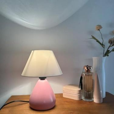 Imagem de Abajur Luminaria de Ceramica Porcelana Gota Bivolt Com Cupula para Decoração Quarto Escritorio Sala Decoração(Rosa)
