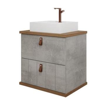 Imagem de Gabinete de Banheiro Milano com Cuba 80cm Cimento/Freijo - MGM