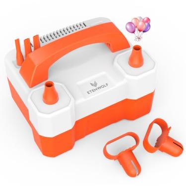 Imagem de ETENWOLF Bomba De Balão Elétrica P400 Para Balões Com 2 Bicos 110V 550W Soprador De Balões Para Balões De Látex Metalizados De Festa, Inflador De Balões Para Decorações De Aniversário (Laranja Vivo