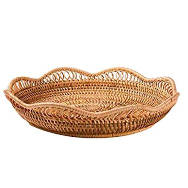 Imagem de Cesta de armazenamento de vime feita à mão, cesta de pão de restaurante, frutas, legumes, comida