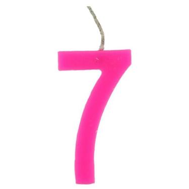 Imagem de Vela Para Aniversário Rosa Número 7 Com 8cm - 1 Unidade  - Festhamires