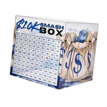 Imagem de Ｂｅｓｇａ Piggy Bank 10k Smash Box Diy Easy Way Way Divery Smash Saver Acrílico Caixa de economia de dinheiro para famílias para adultos Mulheres, Azul, 15cmx15cm