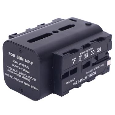 Imagem de Adaptador de Energia da Bateria Fictícia para NP F970 F550 F770, Substituição do Adaptador de Energia da Câmera de Dupla Face para NP F970 F550 F770
