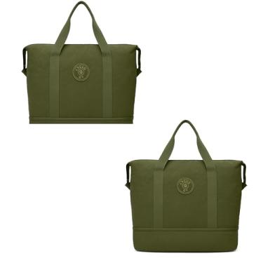 Imagem de Bolsa Viagem academia Feminina expans?vel Grande Capacidade Bolsa em tactel auxiliar mala bordo (VERDE ESCURO)
