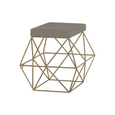 Imagem de Puff Decorativo Base Gold Trixie Veludo Cinza Gran Belo