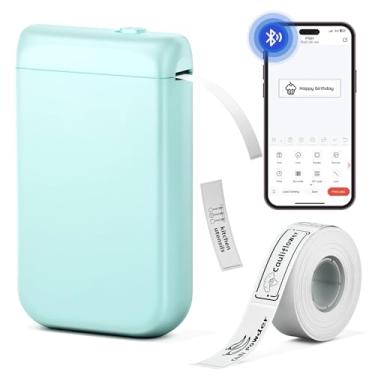 Imagem de NelkoGlobal Etiquetadora Bluetooth, Mini Etiquetadora Portátil com Fita, Impressora de Etiquetas Térmica sem Tinta, Verde, Monocromático, para Lar, Escritório e Escola
