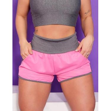 Imagem de Short Feminino Esportivo Running Dry Fit com Bolso - Fitmoda, Rosa, Me