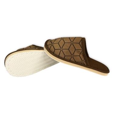 Imagem de Pantufa Masculina Estampada, Marrom, Tamanho 44/45, 29 cm x 10 cm
