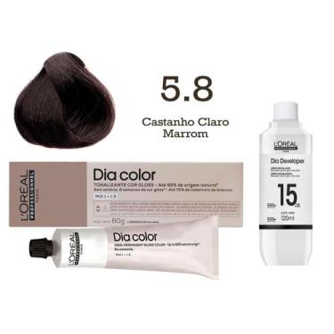 Imagem de Tonalizante Dia Color 5.8 Castanho Claro Marrom + Emulsão Reveladora 1