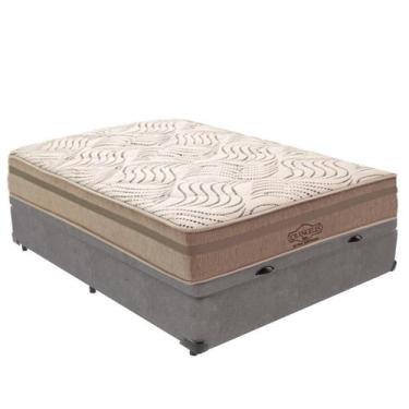 Imagem de Cama Box Baú Viúvo Cinza e Colchão Los Angeles Molas V-Tech