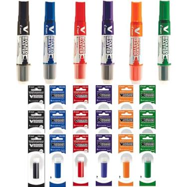 Imagem de Kit 6 Pincel Quadro Branco + 18 Refil V-Board Master Pilot