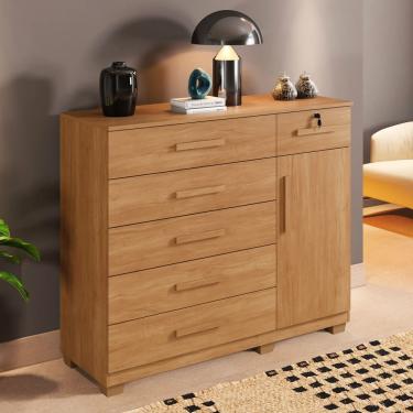 Imagem de Cômoda 6 Gavetas 1 Porta com Pés Milão Benetil
