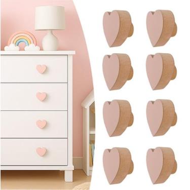 Imagem de 8 Puxadores Coração Infantil Gaveta Armário Móveis Quarto - Souvenir D