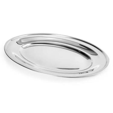 Imagem de Baixela de Inox Rasa Oval 25cm para Servir Porções Saladas P