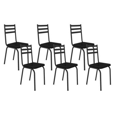 Imagem de Kit Com 06 Cadeiras 118 Preta Corino Preto Artefamol