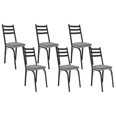 Imagem de Kit Com 06 Cadeiras 141 Preta Corino Grafiato Artefamol