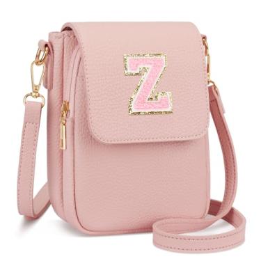 Imagem de CLOUDWINGS Bolsa tiracolo pequena com inicial inicial de presente para adolescentes, couro vegano, bolsa infantil, rosa, Z