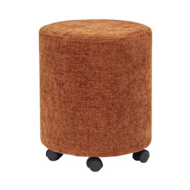 Imagem de Get Set Style Otomano redondo moderno com assento acolchoado macio, cadeiras multifuncionais para maquiagem, banco de apoio para os pés otomano para sala de estar, quarto