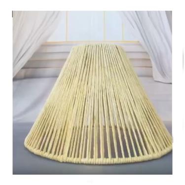 Imagem de Cúpula para Luminária Pendente em Palha de Milho Natural, 35 cm, Estilo Rústico